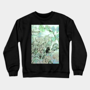 ART POSTER DECO PAGODA DESIGN ORIENTAL FLOWERS BIRD ASIAN PRINT Crewneck Sweatshirt